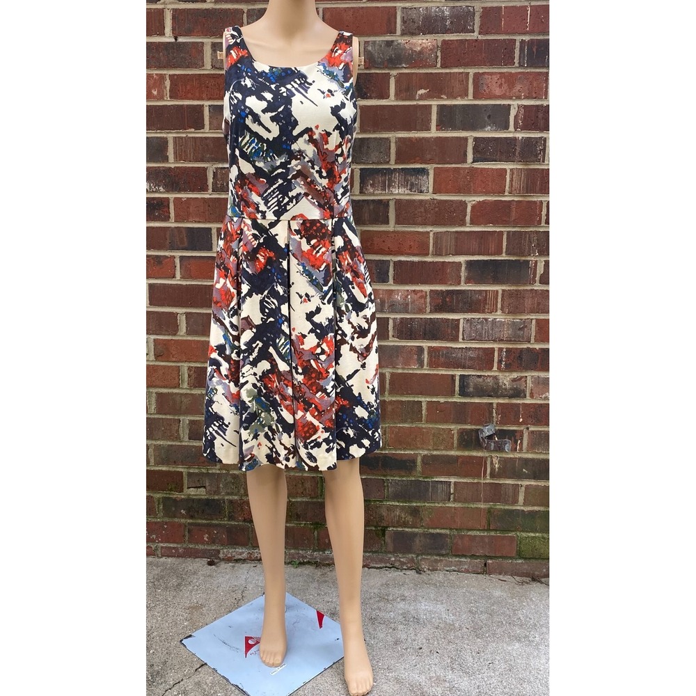 Anthropologie Maeve Fit And Flare Zip Up Pocket Stretchy Colorful Dress,Size M - Picture 1 of 15